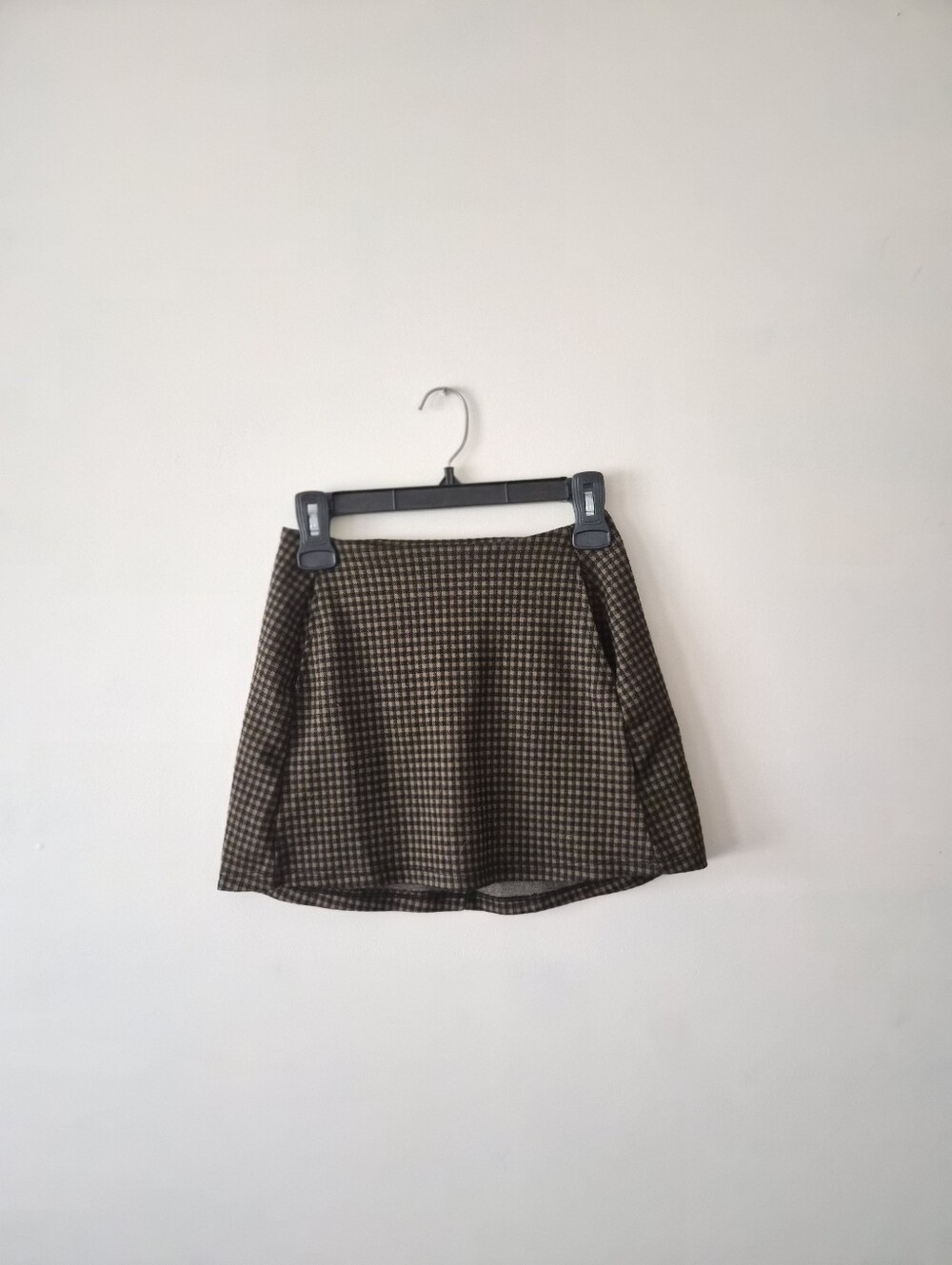 Plaid A-Line Mini Skirt in Brown